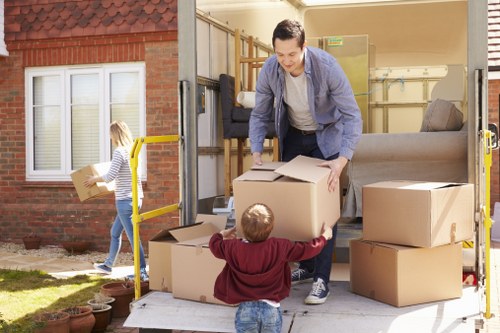 Moving day preparation with a removal van in West Kensington