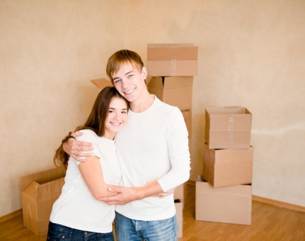 Packed belongings organised for relocation in West Kensington