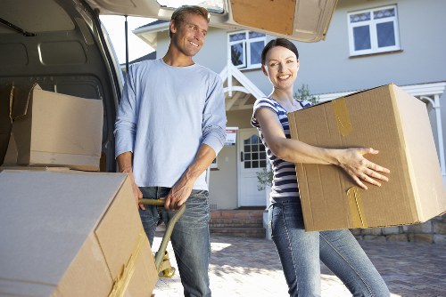 Prepared boxes and moving supplies for a house removal in Westkensington